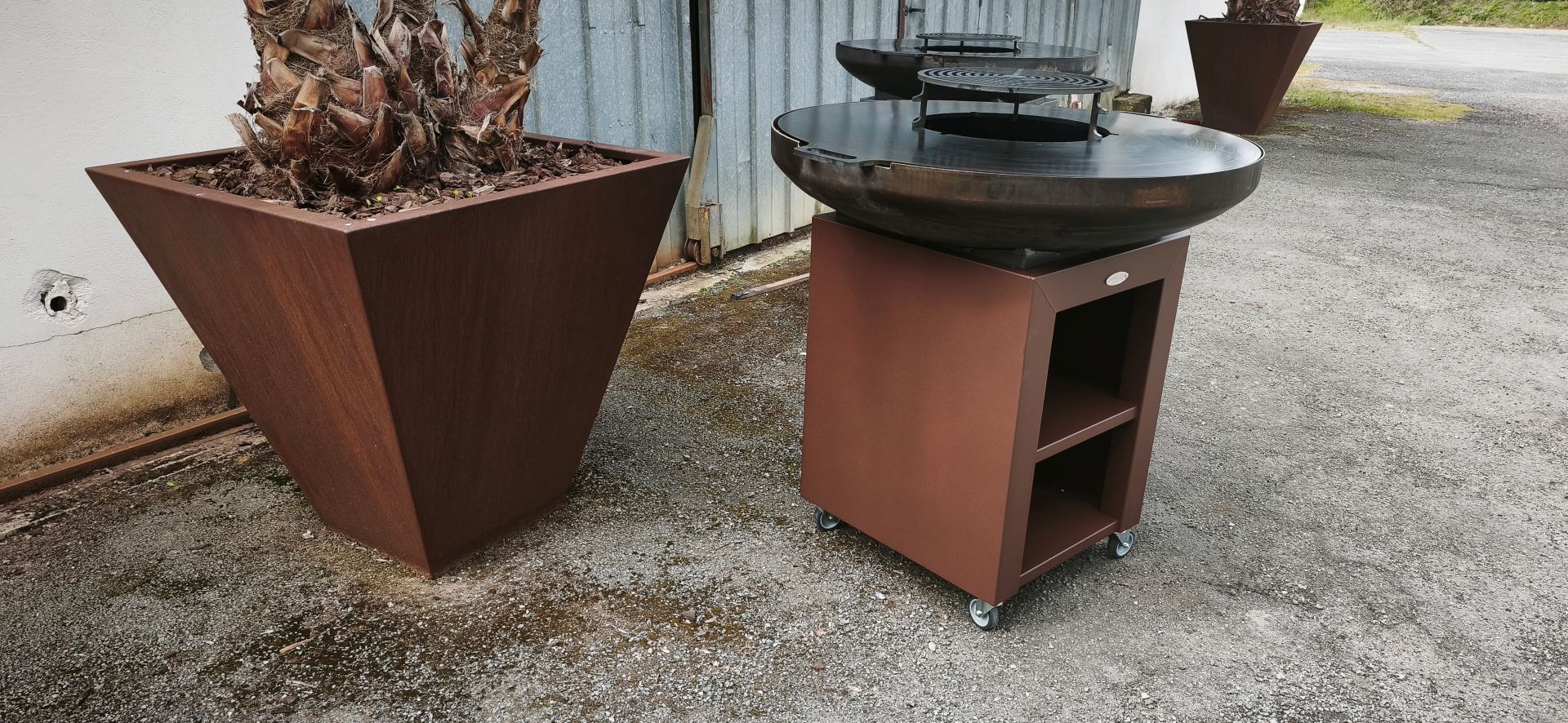 brasero embase imitation corten-savoir fer création