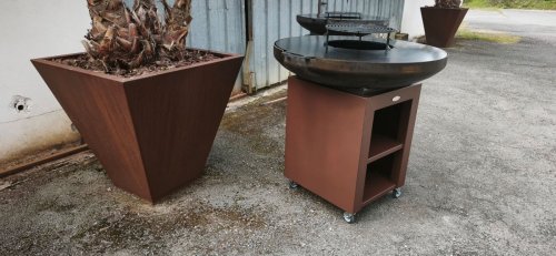 brasero embase imitation corten-savoir fer création